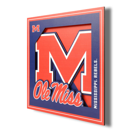Ole Miss Rebels 3D Logo Series Wall Art - 12x12