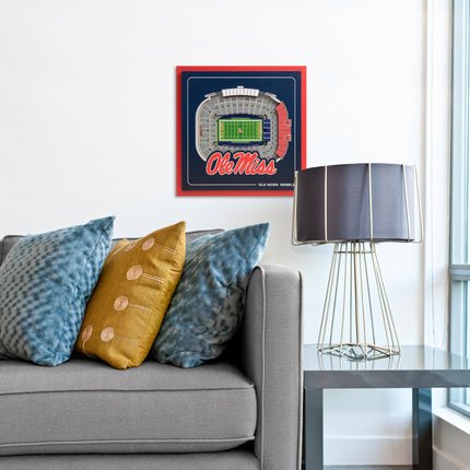 Ole Miss Rebels 3D StadiumView Wall Art 12x12