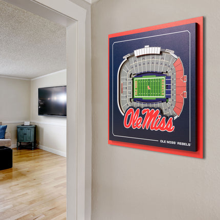 Ole Miss Rebels 3D StadiumView Wall Art 12x12