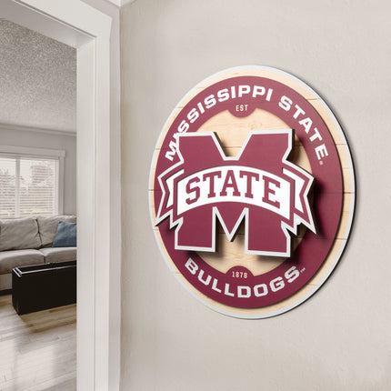 Mississippi State Bulldogs 3DX Circle Backer Wall Art
