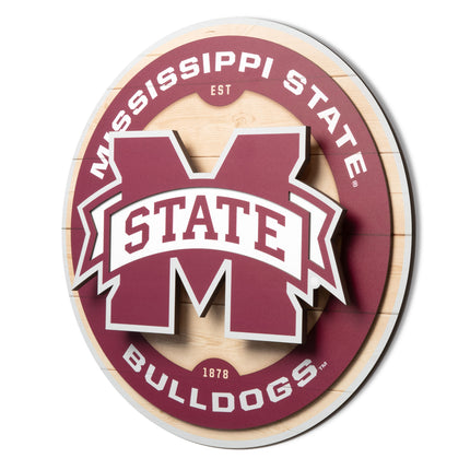 Mississippi State Bulldogs 3DX Circle Backer Wall Art