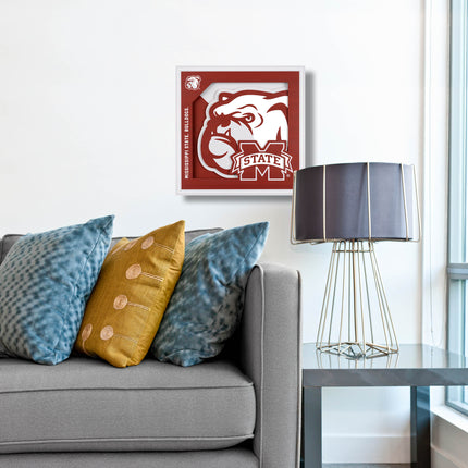 Mississippi State Bulldogs 3D Logo Series Wall Art - 12x12