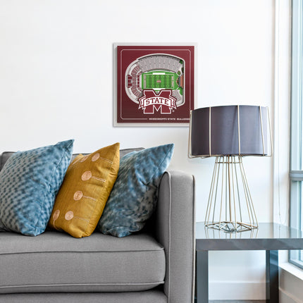 Mississippi State Bulldogs 3D StadiumView Wall Art 12x12