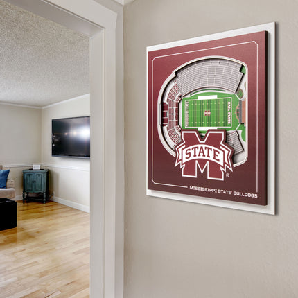 Mississippi State Bulldogs 3D StadiumView Wall Art 12x12