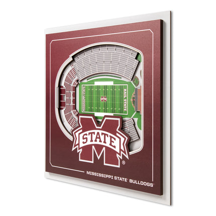 Mississippi State Bulldogs 3D StadiumView Wall Art 12x12
