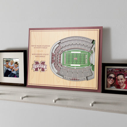 Mississippi State Bulldogs 5-Layer 3D StadiumView Wall Art