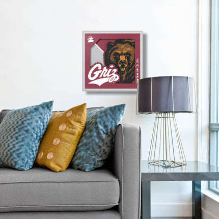 Montana Grizzlies 3D Logo Series Wall Art - 12x12