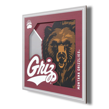 Montana Grizzlies 3D Logo Series Wall Art - 12x12