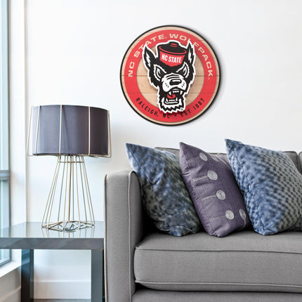 NC State Wolfpack 3DX Circle Backer Wall Art