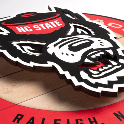 NC State Wolfpack 3DX Circle Backer Wall Art