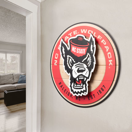 NC State Wolfpack 3DX Circle Backer Wall Art