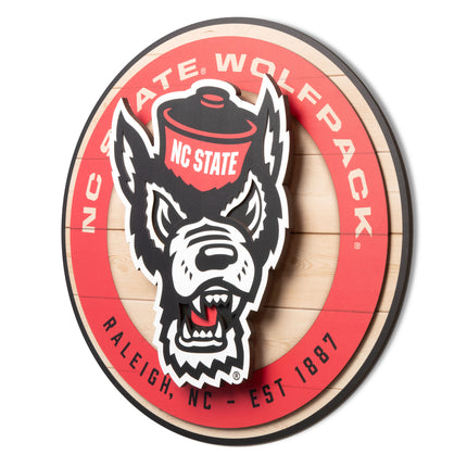 NC State Wolfpack 3DX Circle Backer Wall Art