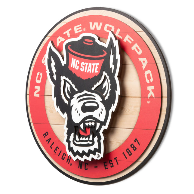 NC State Wolfpack 3DX Circle Backer Wall Art
