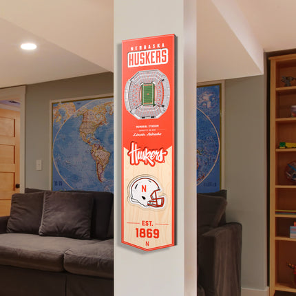 Nebraska Cornhuskers 8x32 3D Stadium Banner