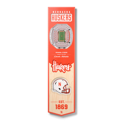Nebraska Cornhuskers 8x32 3D Stadium Banner