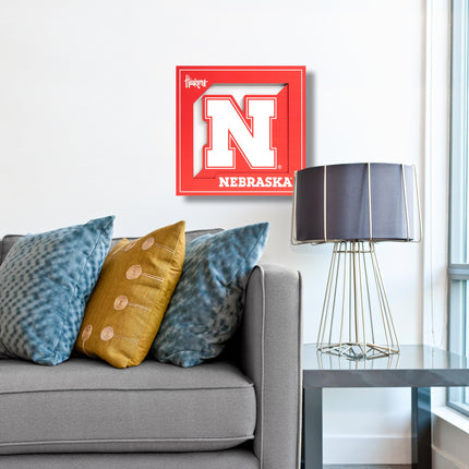 Nebraska Cornhuskers 3D Logo Series Wall Art - 12x12