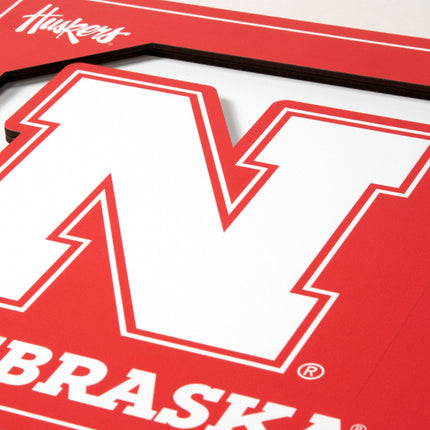 Nebraska Cornhuskers 3D Logo Series Wall Art - 12x12