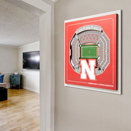 Nebraska Cornhuskers 3D StadiumView Wall Art 12x12
