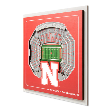 Nebraska Cornhuskers 3D StadiumView Wall Art 12x12