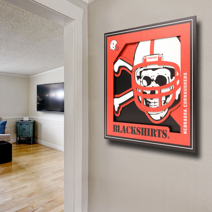 Nebraska Cornhuskers 3D Logo Series Wall Art - 12x12