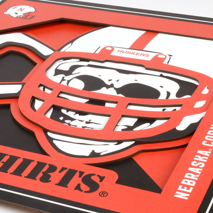 Nebraska Cornhuskers 3D Logo Series Wall Art - 12x12