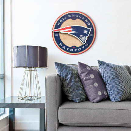 New England Patriots 3DX Circle Backer Wall Art