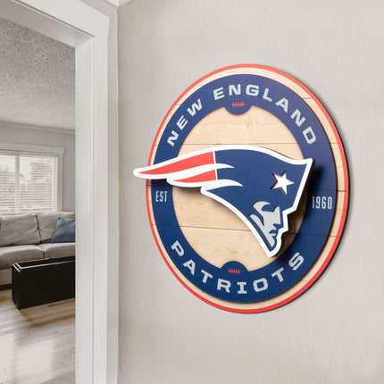 New England Patriots 3DX Circle Backer Wall Art