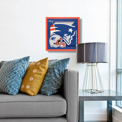 New England Patriots 3D Logo Series Wall Art - 12x12