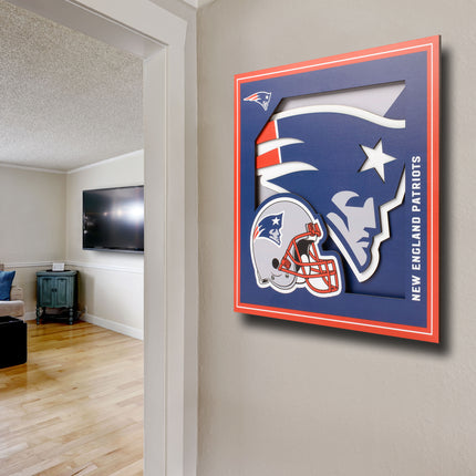 New England Patriots 3D Logo Series Wall Art - 12x12