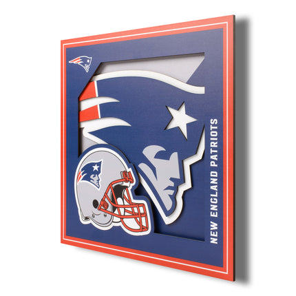 New England Patriots 3D Logo Series Wall Art - 12x12