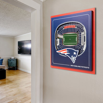 New England Patriots 3D StadiumView Wall Art 12x12