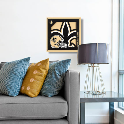 New Orleans Saints 3D Logo Series Wall Art - 12x12