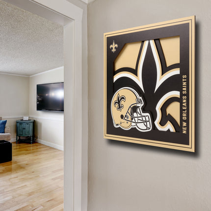 New Orleans Saints 3D Logo Series Wall Art - 12x12