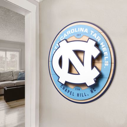 North Carolina Tar Heels 3DX Circle Backer Wall Art