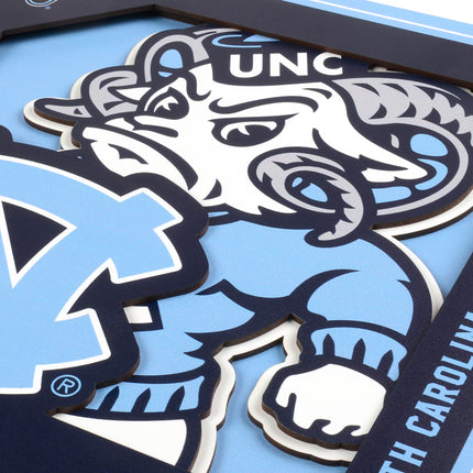 North Carolina Tar Heels 3D Logo Series Wall Art - 12x12