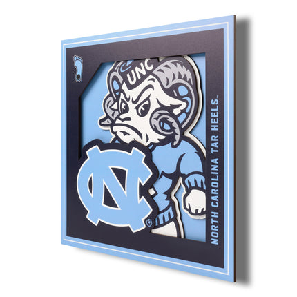 North Carolina Tar Heels 3D Logo Series Wall Art - 12x12