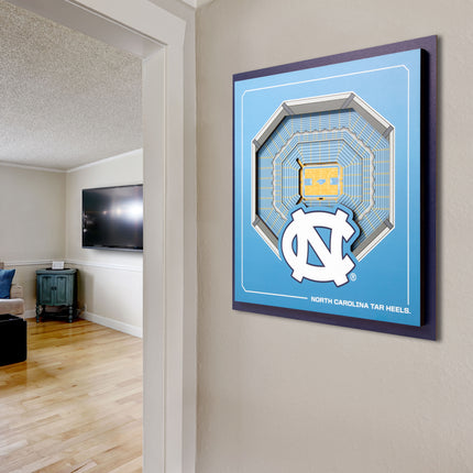 North Carolina Tar Heels 3D StadiumView Wall Art 12x12