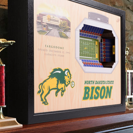 North Dakota State Bison 25-Layer StadiumViews 3D Wall Art