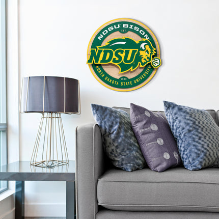 North Dakota State Bison 3DX Circle Backer Wall Art