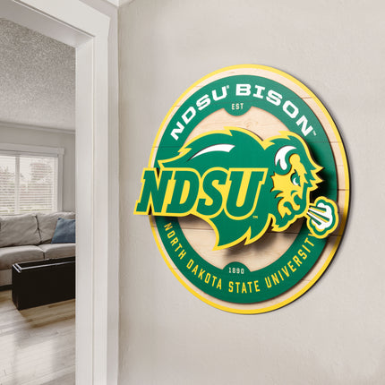 North Dakota State Bison 3DX Circle Backer Wall Art