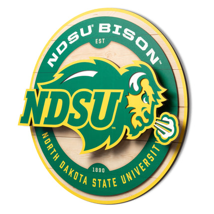North Dakota State Bison 3DX Circle Backer Wall Art