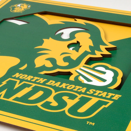 North Dakota State Bison 3D Logo Series Wall Art - 12x12