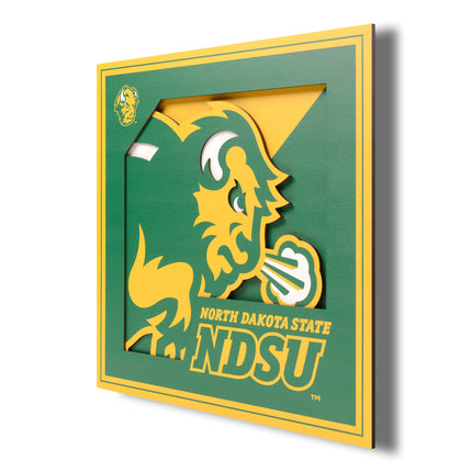 North Dakota State Bison 3D Logo Series Wall Art - 12x12