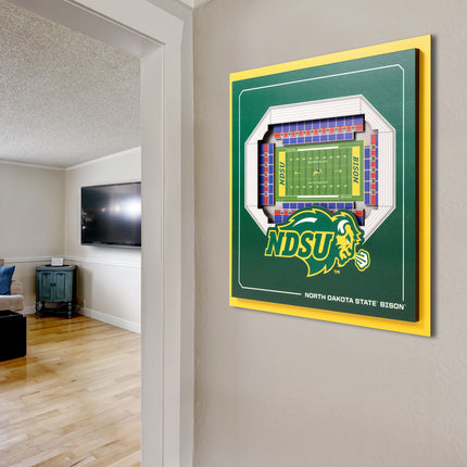 North Dakota State Bison 3D StadiumView Wall Art 12x12