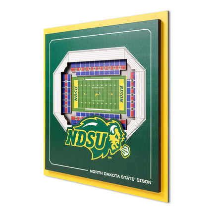 North Dakota State Bison 3D StadiumView Wall Art 12x12
