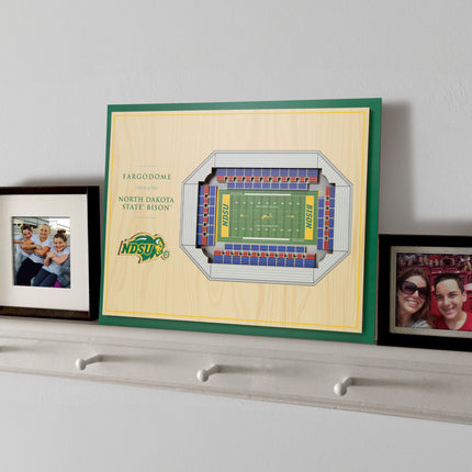 North Dakota State Bison 5-Layer 3D StadiumView Wall Art