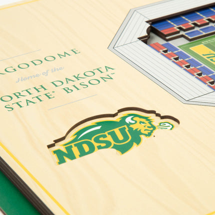 North Dakota State Bison 5-Layer 3D StadiumView Wall Art
