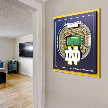 Notre Dame Fighting Irish 3D StadiumView Wall Art 12x12
