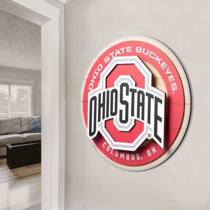 Ohio State Buckeyes 3DX Circle Backer Wall Art