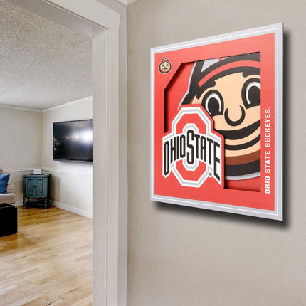 Ohio State Buckeyes 3D Logo Series Wall Art - 12x12